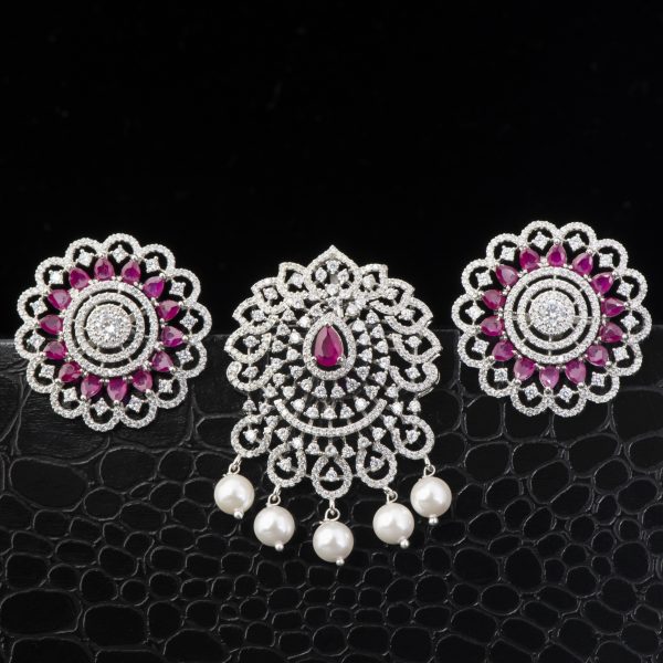 Elegant Ruby Pendant Set