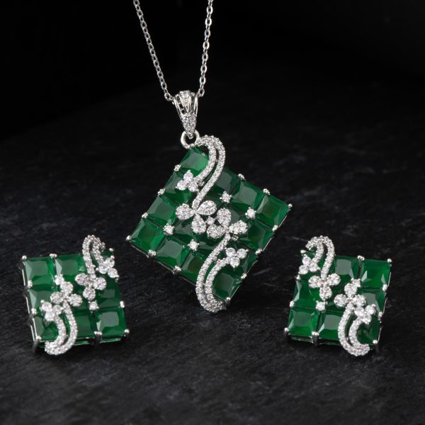 Emerald Mosaic Pendant Set