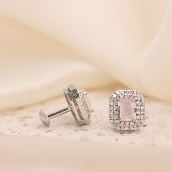 Baby Pink Cut Halo Radiance Studs