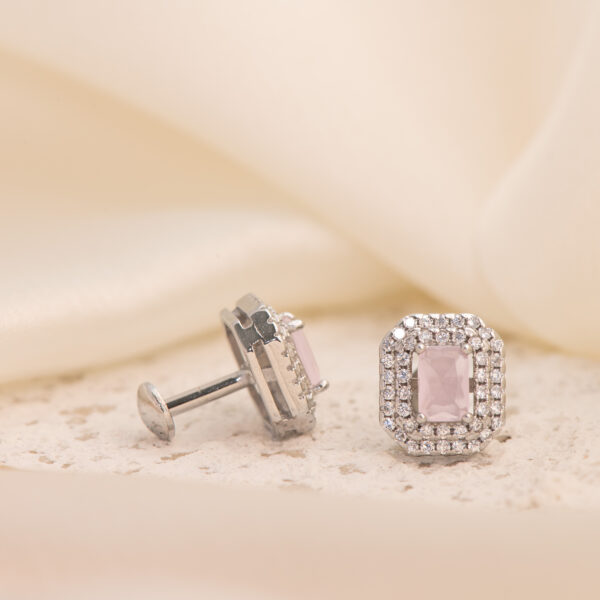 Baby Pink Cut Halo Radiance Studs