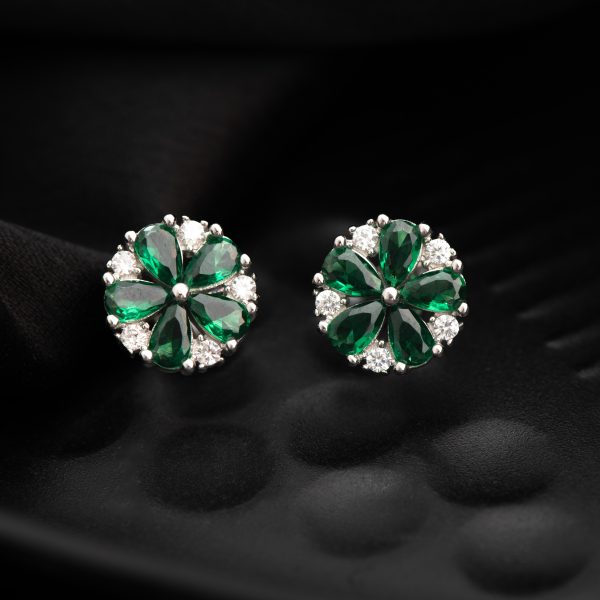 Bloom Petal Radiance Emerald Studs