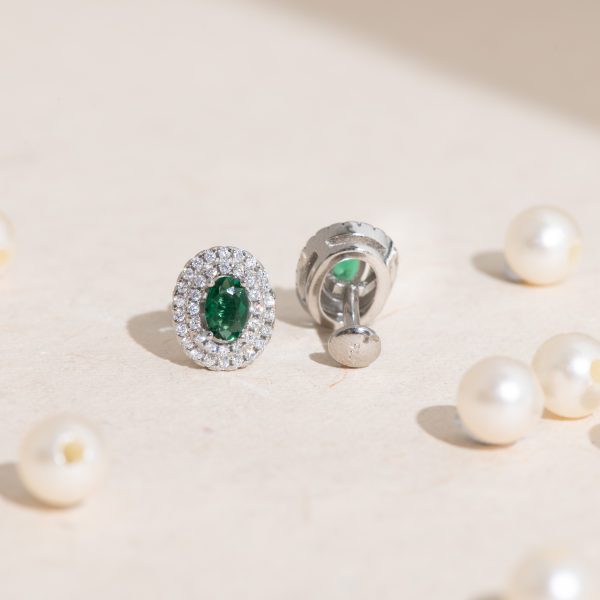Classic Emerald Halo Studs