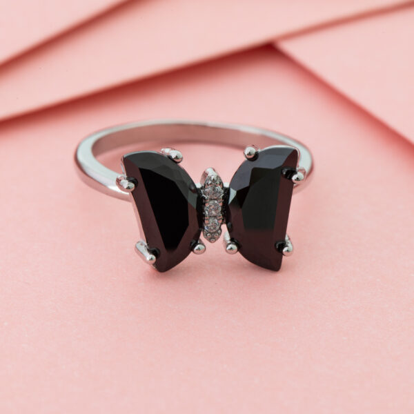 Coal Black Butterfly Ring
