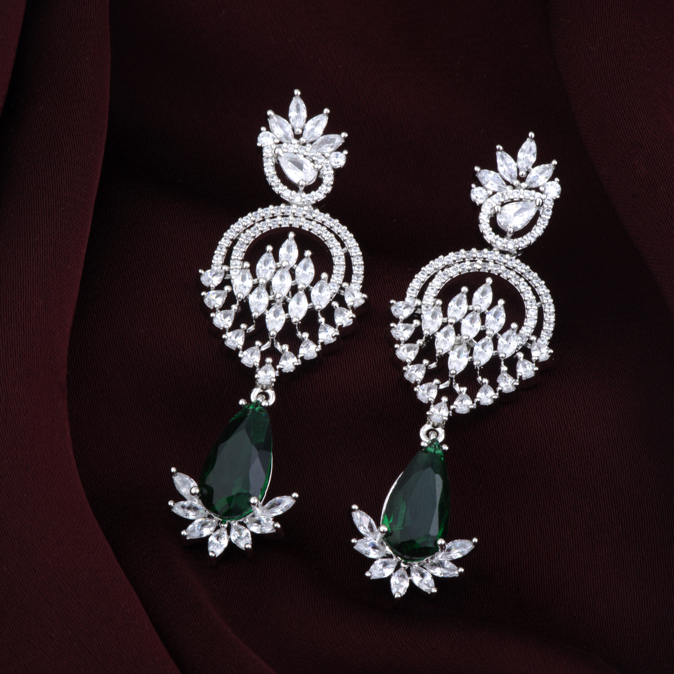 Crimson Empress Emerald Drop Earrings