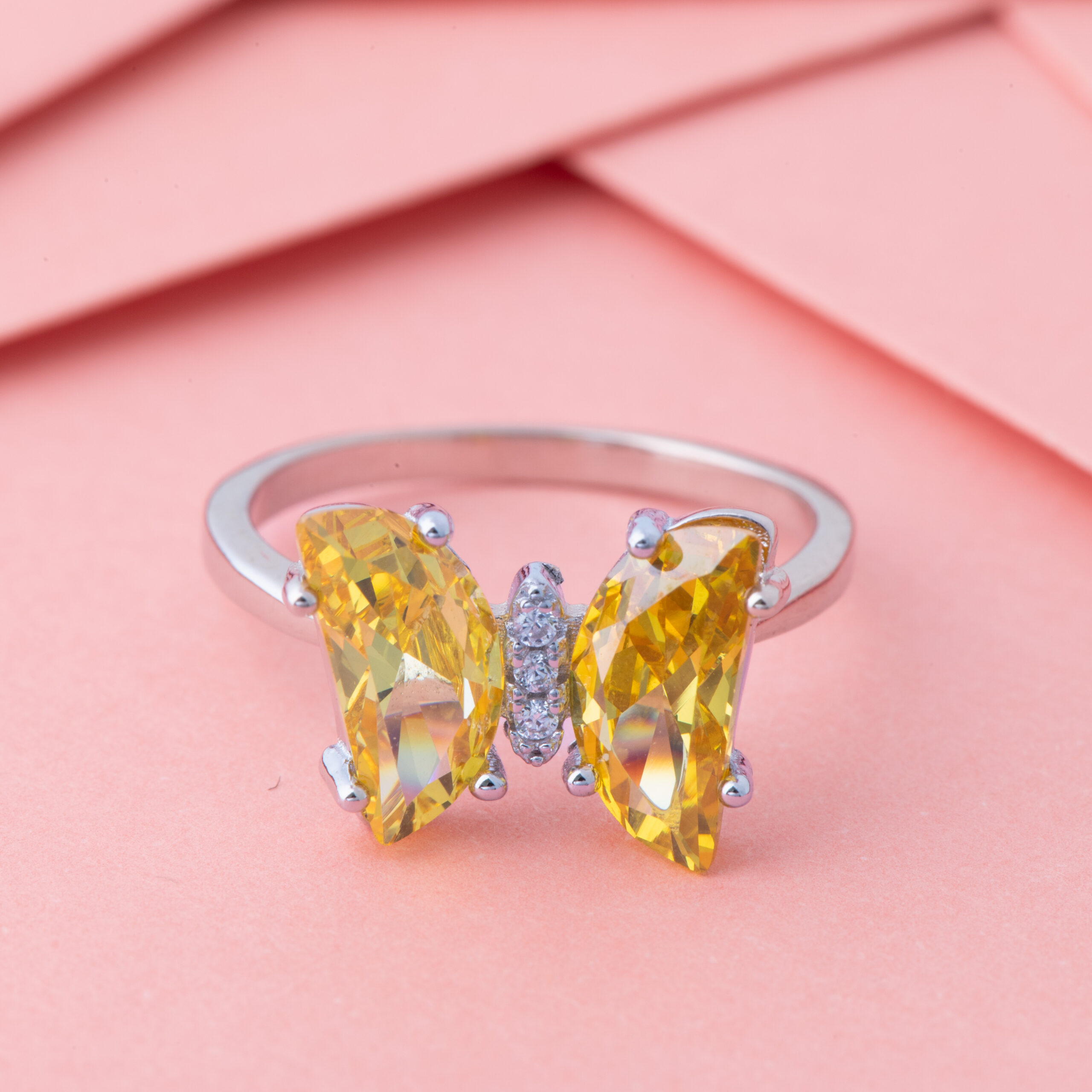 Crystal Gold Butterfly Ring