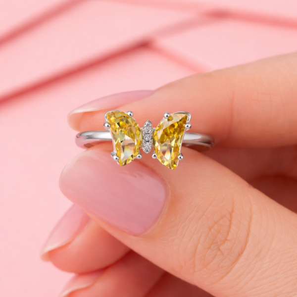 Crystal Gold Butterfly Ring