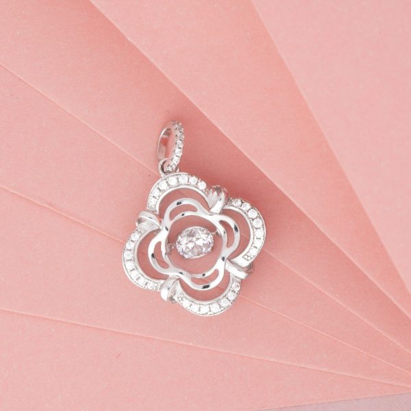 Diamond studded Silver Pendant Charm
