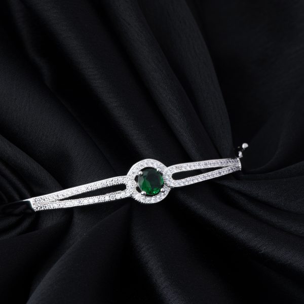 Emerald Stone Silver Kada