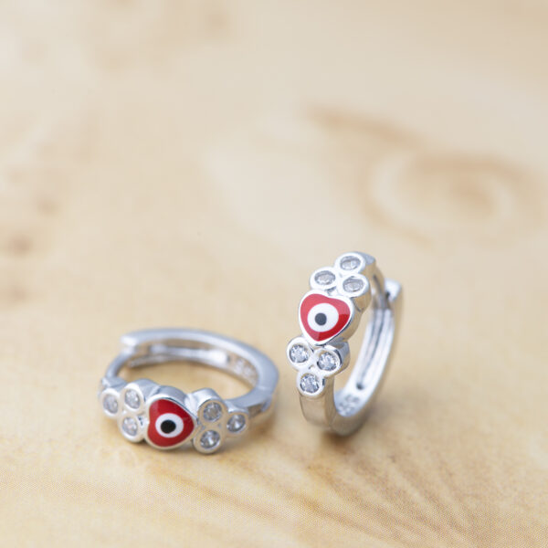 Evil Eye Guard Hoop Ruby Earrings