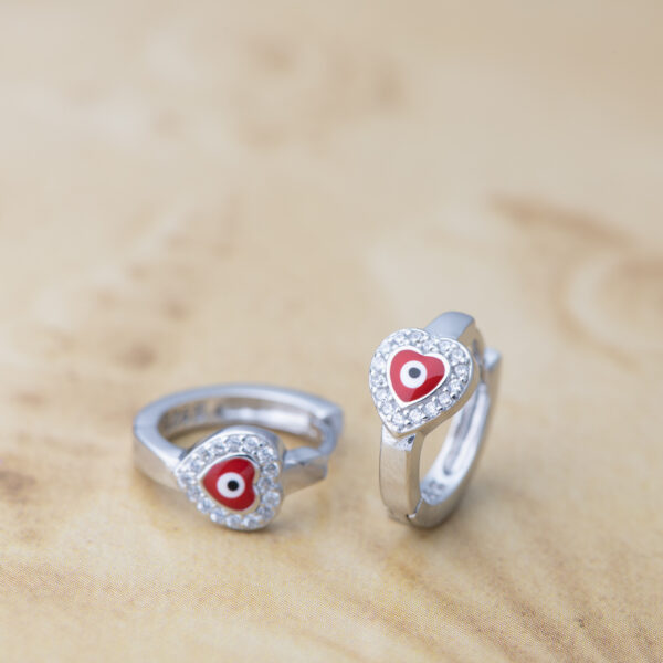 Evil Eye Ruby Heart Earrings