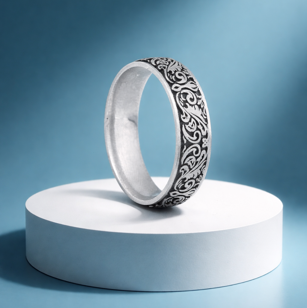 Heritage Scroll Silver Band - cg 1