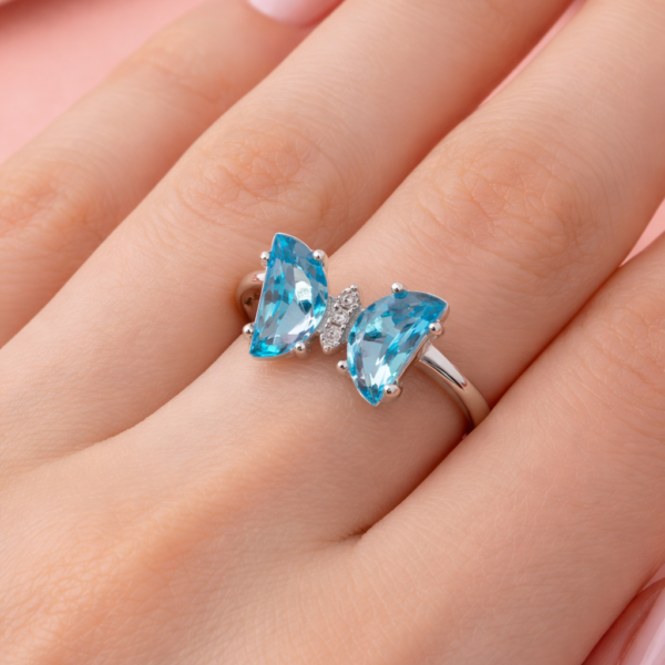 Ocean Blue Butterfly Ring