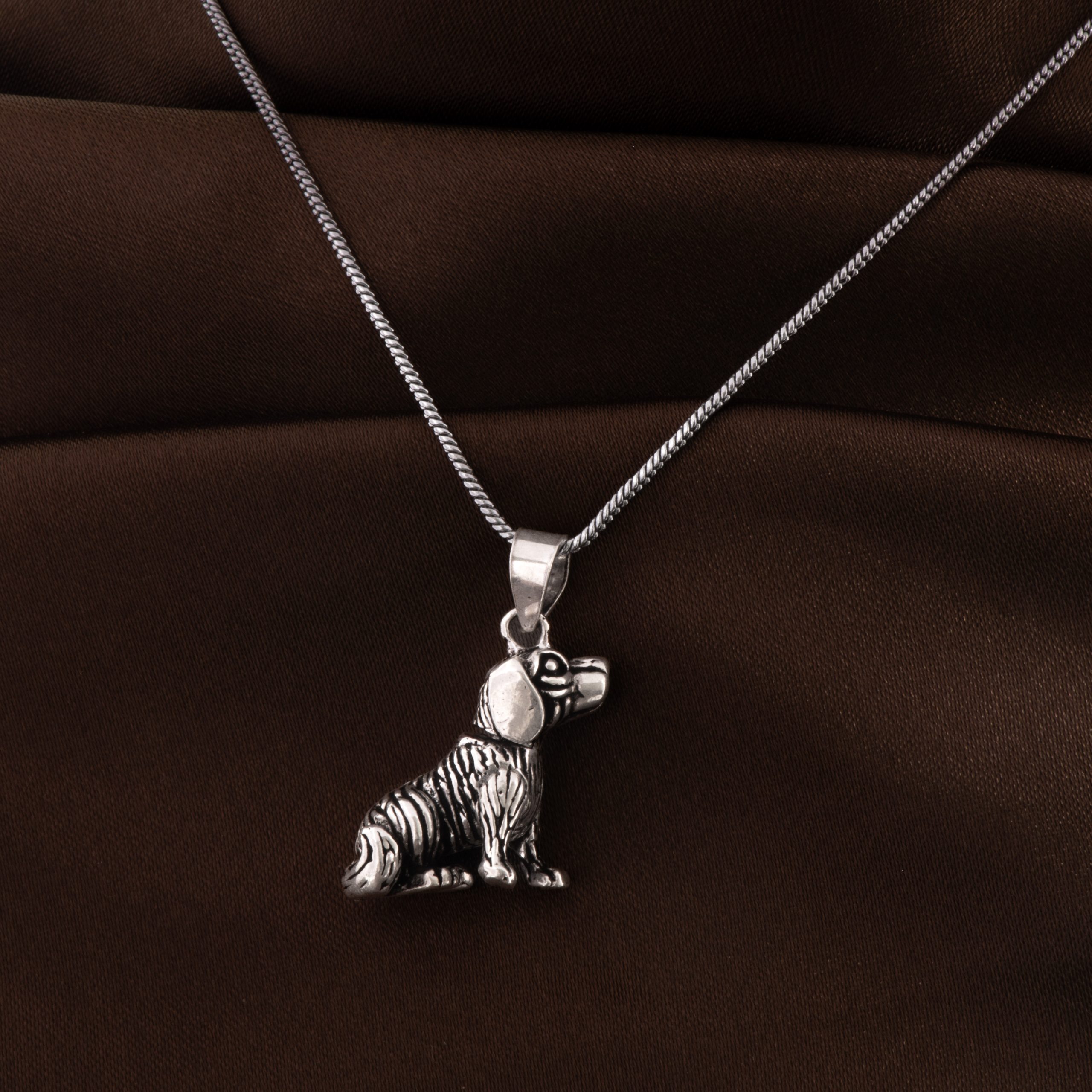 Oxidised 3D Dog Pendant Charm