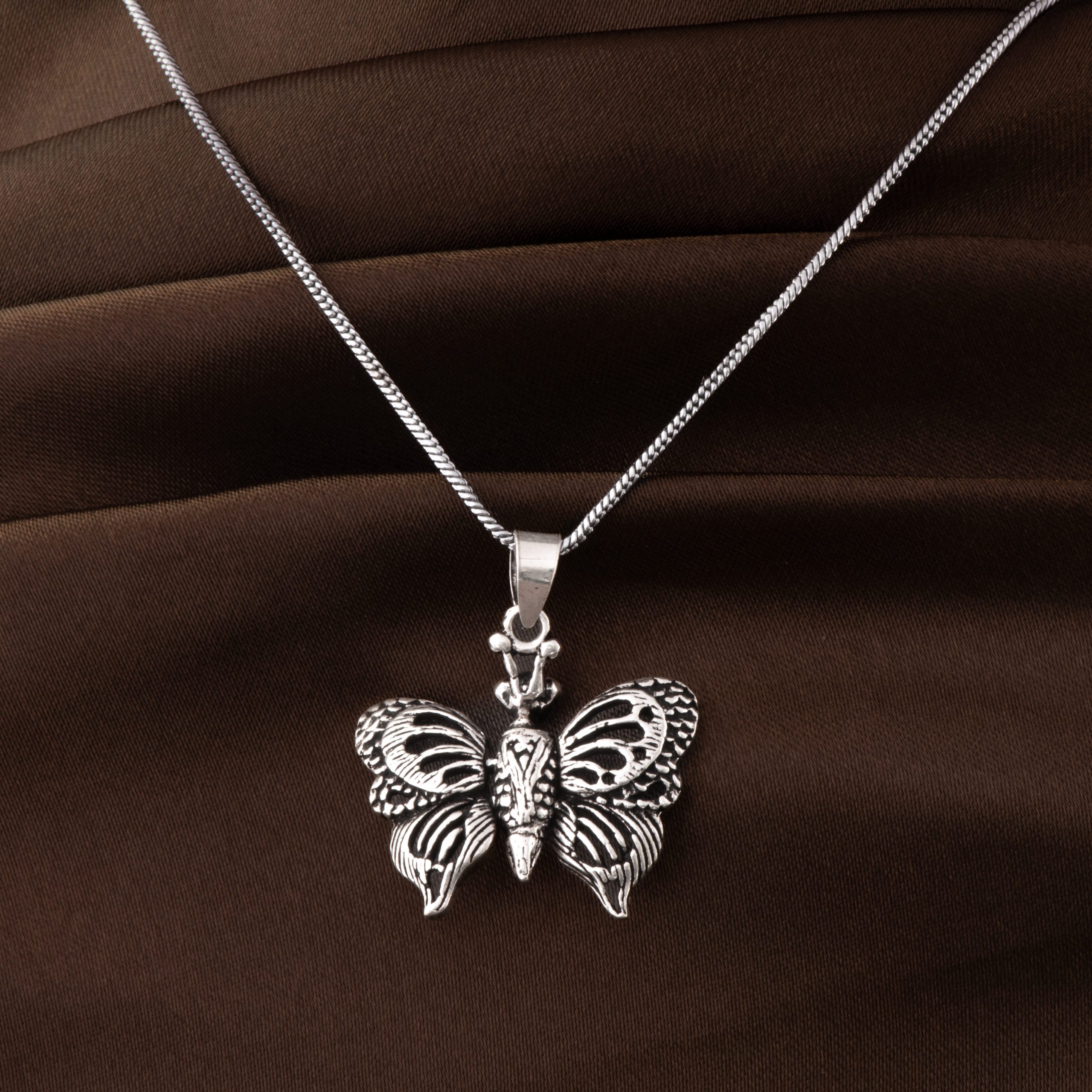 Oxidised Butterfly Pendant Charm