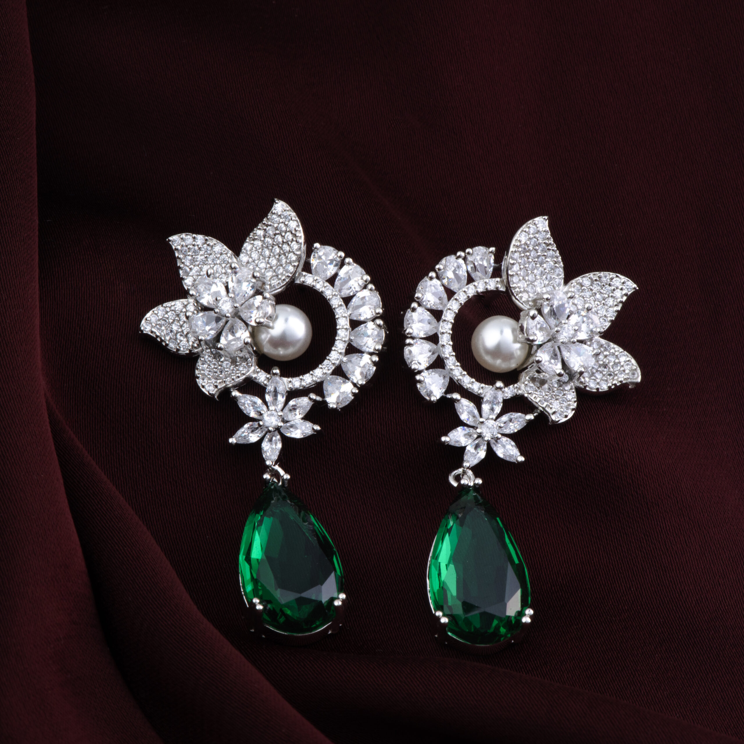 Pearl Garden Circle Drop Earrings