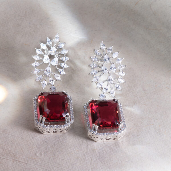 Regal Ruby Cascade Drop Earrings