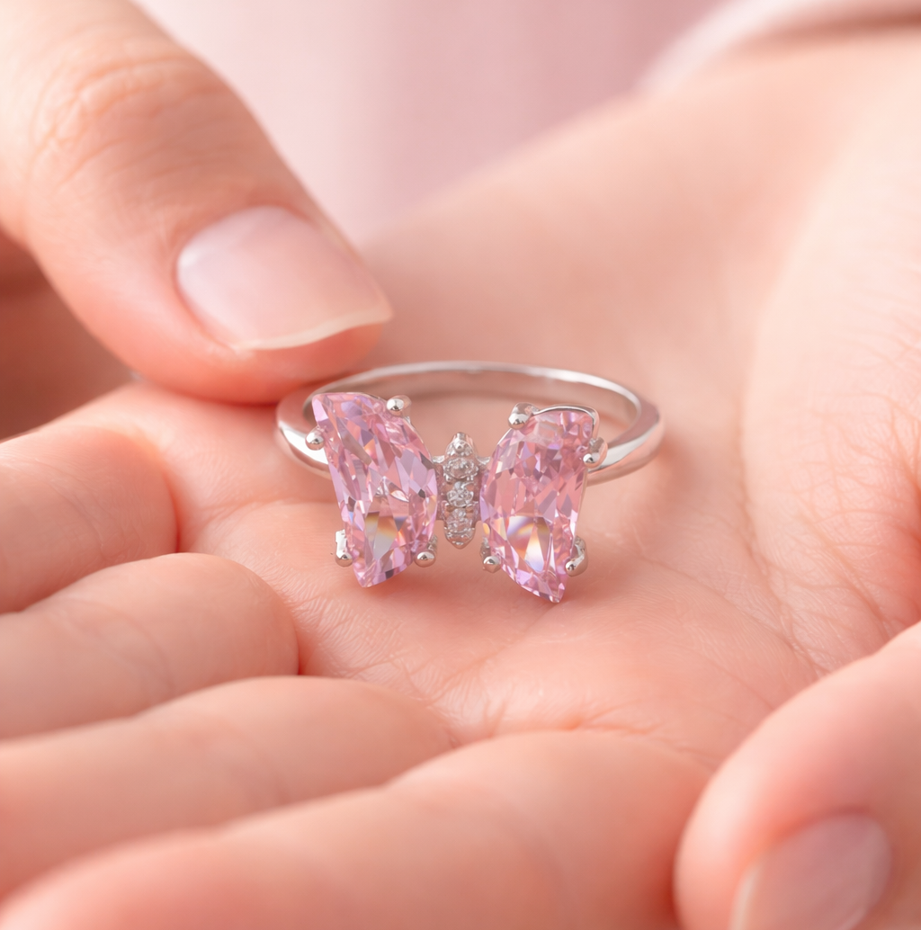Rose Pink Butterfly Ring cg 1