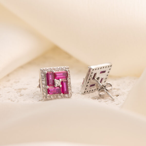 Ruby Mosaic Square Studs