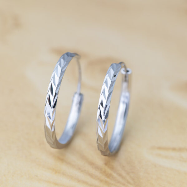 Silver Chevron Whisper Hoops