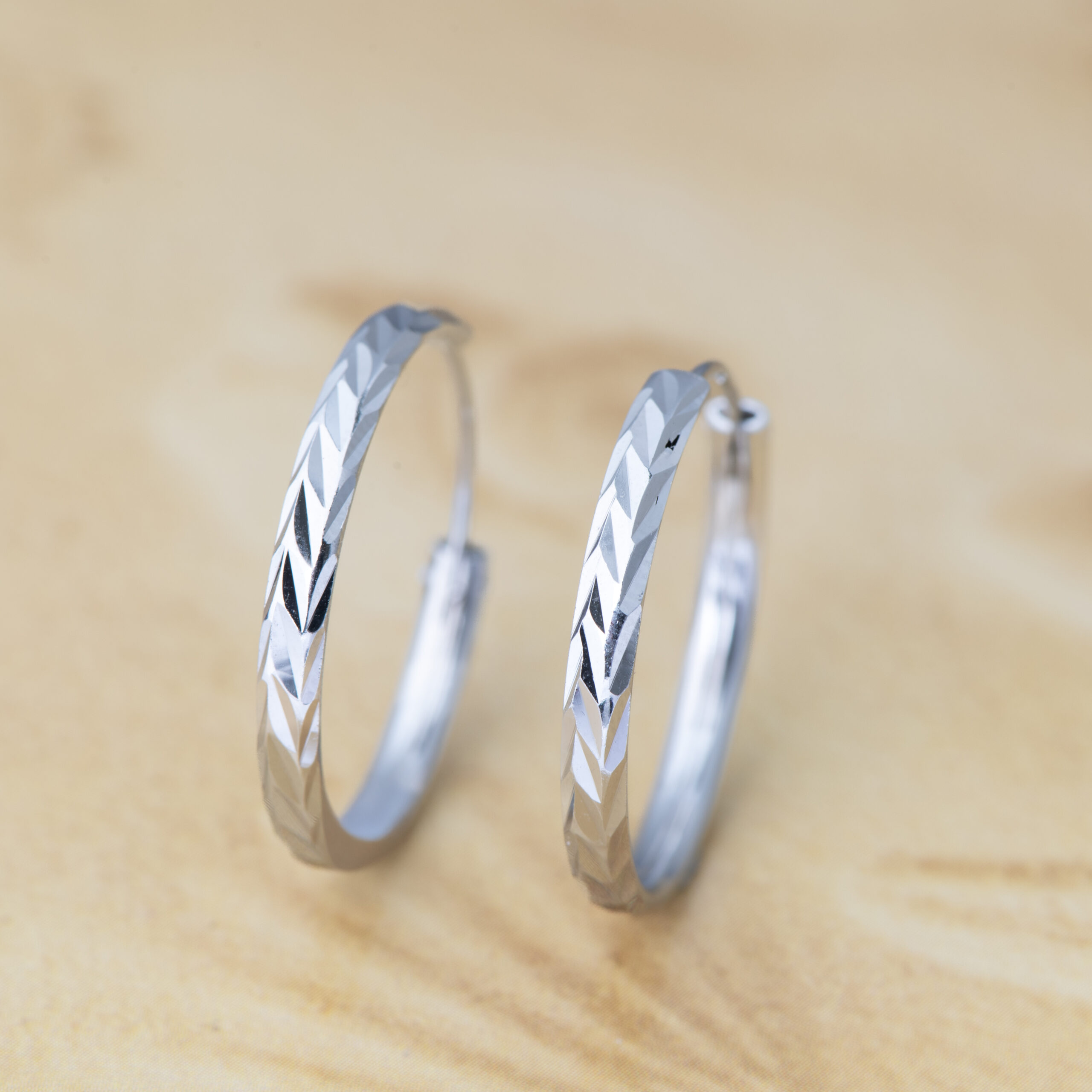 Silver Chevron Whisper Hoops