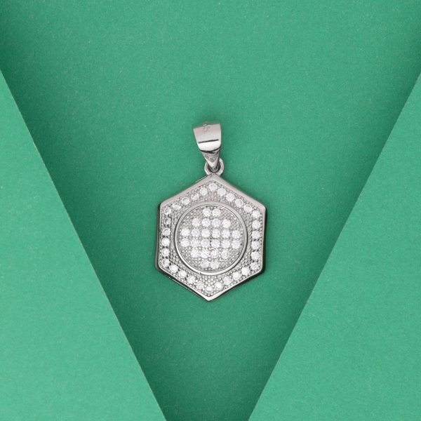 Silver Hexagon Pendant Charm