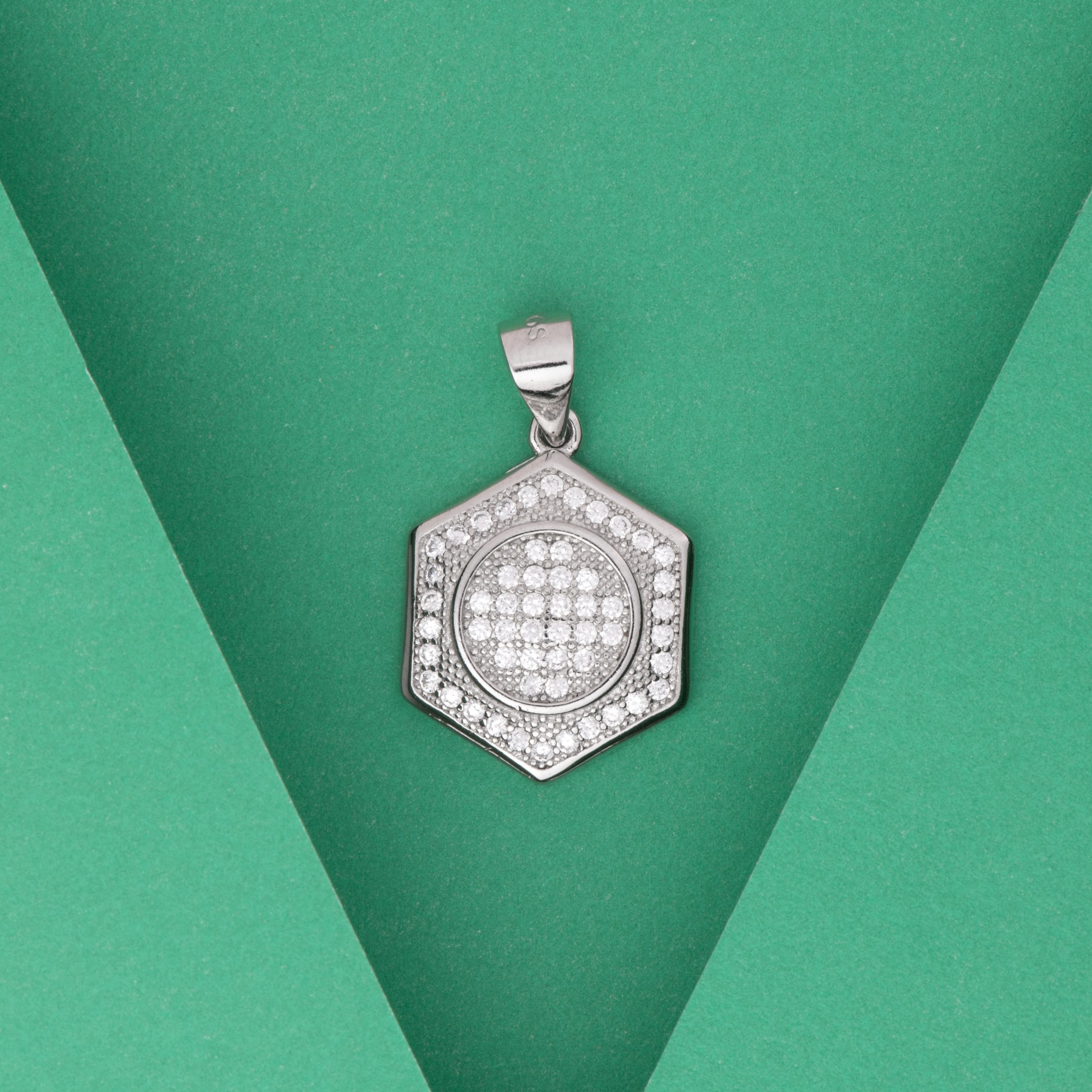 Silver Hexagon Pendant Charm