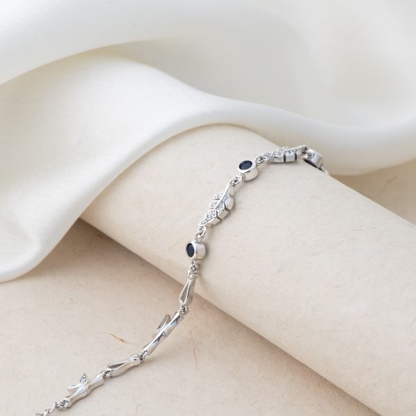 Sleek Sapphire Leaves Bracelet