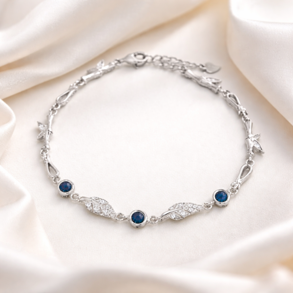 Sleek Sapphire Leaves Bracelet