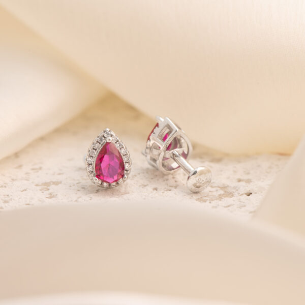 Teardrop Halo Pink Glow Studs