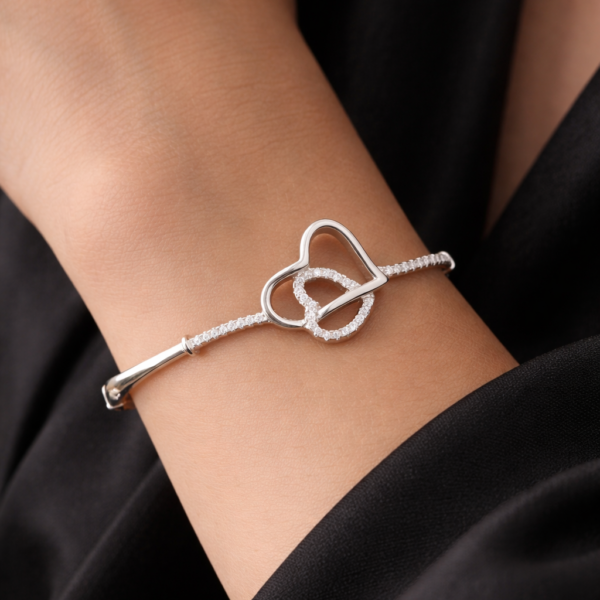 Two Hearts Silver Bracelet